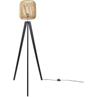 Paco Home Stehlampe Modern Wohnzimmer Schlafzimmer Rattan Optik Boho Korb Stehleuchte E27 Natur (Ø28 cm), Stehleuchte Schwarz von PACO HOME