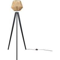 Stehlampe Modern Wohnzimmer Schlafzimmer Rattan Optik Boho Korb Stehleuchte E27 Natur (Ø33 cm), Stehleuchte Schwarz - Paco Home von PACO HOME