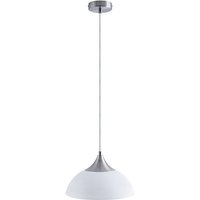 Paco Home Pendelleuchte Hängelampe Esszimmer Esstischlampe 1,5m Textilkabel Kürzbar E27 Weiß/Alu gebürstet, Milchig A60 800 Lumen / 8W von PACO HOME