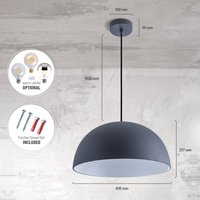 Paco Home Pendelleuchte Hängelampe Esszimmer Küchenlampe Hängend 1,5m Textilkabel Ã40,5cm Anthrazit-Weiß, G95 Kugel Spiegelkopf-700lm von PACO HOME