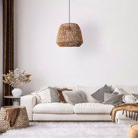 Pendelleuchte Wohnzimmer Boho Korbleuchten Pendellampe Rattan Hängeleuchte Natur (Ø40cm), Pendelleuchte - Typ 9 - Paco Home von PACO HOME