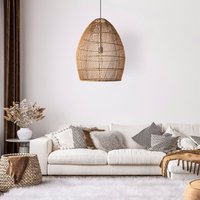 Pendelleuchte Wohnzimmer Boho Korbleuchten Pendellampe Rattan Hängeleuchte Natur (Ø52 cm), Pendelleuchte - Typ 2 - Paco Home von PACO HOME