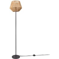 Stehlampe Modern Wohnzimmer Schlafzimmer Rattan Optik Boho Korb Stehleuchte E27 Einbeinig Schwarz, Natur (Ø33 cm) - Paco Home von PACO HOME