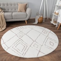 Paco Home Teppich "Luton 661", rund, Kurzflor, modernes Rauten Muster, Scandi Design, Wohnzimmer, Esszimmer von PACO HOME