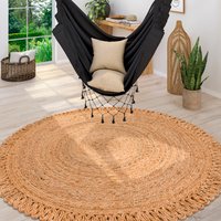 Paco Home Teppich "Viborg 596", rund, handgefertigter Natur-Teppich, Jute, Modern, Boho, Ethno von PACO HOME