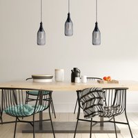 Pendelleuchte Hängelampe Esszimmer Esstischlampe Metall 1,5m Textilkabel Kürzbar Bernstein - 720 Lumen / 8W, Schwarz - Paco Home von PACO HOME