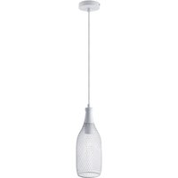 Pendelleuchte Hängelampe Esszimmer Esstischlampe Metall 1,5m Textilkabel Kürzbar Weiß, Bernstein ST64 - 300 Lumen / 5W - Paco Home von PACO HOME