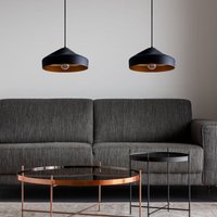 Pendelleuchte Hängelampe Esszimmer Küchenlampe Hängend Esstischlampe Innen Gold Schwarz-Gold, Design t + Leuchtmittel G95 Bernstein - Paco Home von PACO HOME