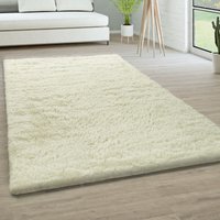 Paco Home Hochflor Teppich Wohnzimmer Fellteppich Kunstfell Shaggy Flauschig Einfarbig 120x170 cm, Weiß von PACOHOME