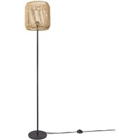 Paco Home Stehlampe Modern Wohnzimmer Schlafzimmer Rattan Optik Boho Korb Stehleuchte E27 Einbeinig Schwarz, Natur (Ø28 cm) von PACO HOME