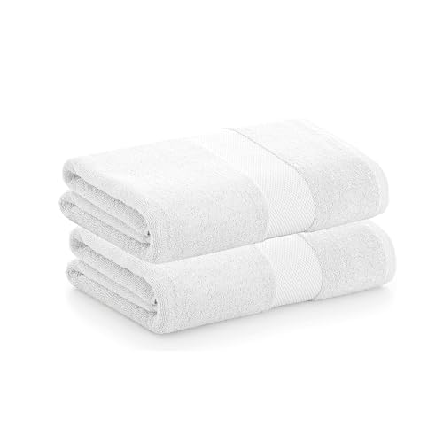 PADUANA | Packung mit 2 Badetüchern, 100 x 150 cm, Weiß, 100% gekämmte Baumwolle, weich, schnell und maximale Saugfähigkeit – erhältlich als Badetuch, Waschbecken, Duschtuch und Badetuch von PADUANA