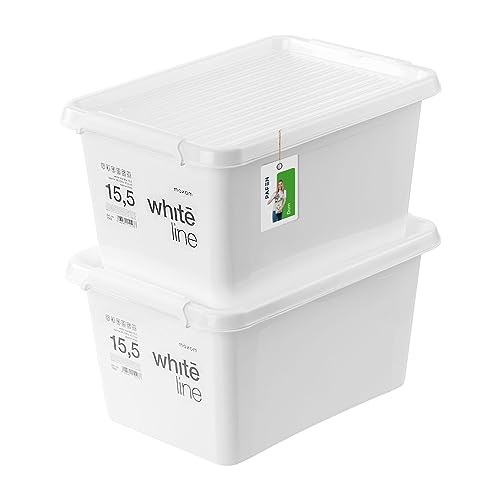 PAFEN 2x Aufbewahrungsbox mit Transparent Deckel 15,5L - 40 x 30 x 21,5 cm - Boxen Aufbewahrung Stapelboxen mit Verschlussclips Kunststoffbehälter Kleiderboxen Organizer | Weiß von PAFEN