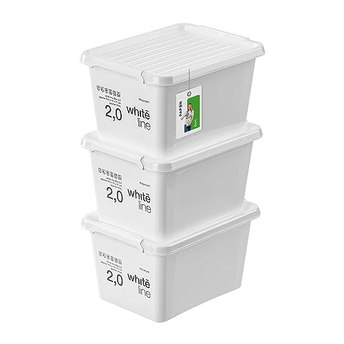 PAFEN 3x Aufbewahrungsbox mit Transparent Deckel 2L - 20 x 15 x 11 cm - Boxen Aufbewahrung Stapelboxen mit Verschlussclips Kunststoffbehälter Kleiderboxen Organizer | Weiß von PAFEN