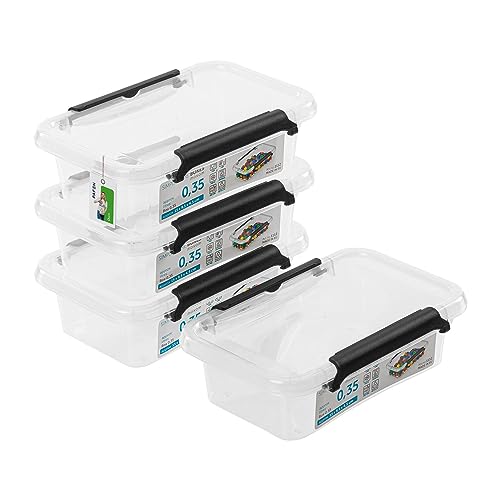 PAFEN 4x Aufbewahrungsbox mit Deckel 0,35L - 15 x 9,5 x 4,5 cm - SET Aufbewahrungsbehälter Transparent Boxen Aufbewahrung Stapelboxen mit Verschlussclips Kunststoffbehälter von PAFEN