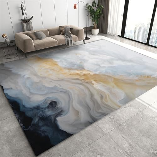 PAJEON Luxuriöser Weißer Marmor Teppiche Gegend, Abstrakte Goldene Textur Teppiche - für Teppich Wohnzimmer Teetisch Sofa Bodenmatte Schlafzimmer Nachttisch Teppich 170 x 240 cm von PAJEON