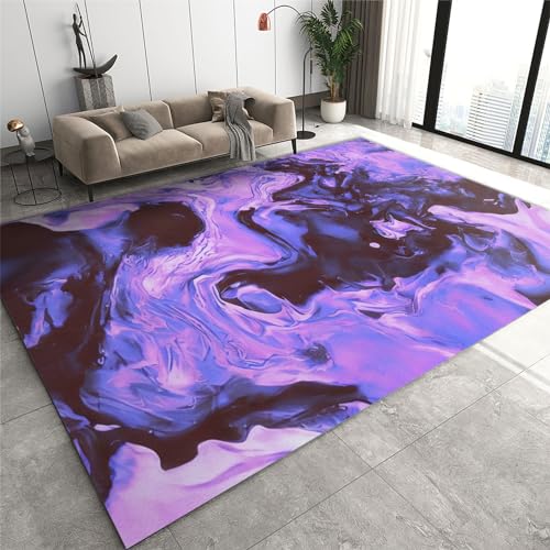 PAJEON Marmor Schwarz Lila Teppiche Gegend, Abstrakte Neon Verdrehte Welle Teppiche - für Teppich Wohnzimmer Teetisch Sofa Bodenmatte Schlafzimmer Nachttisch Teppich 180 x 270 cm von PAJEON