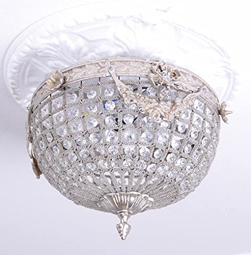 Deckenlüster Rokoko Lampe Hängelampe (ohne Leuchtmittel) Kristalle Deckenleuchte 30 cm Diele Antikstil cat130s Palazzo Exclusiv von PALAZZO INT