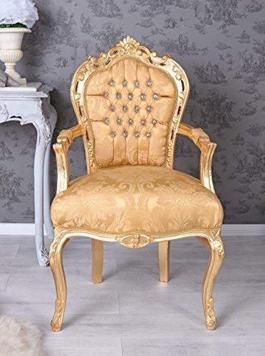 Königlicher Thon Sessel Gold Strasssteine Armlehnstuhl cat535a06 Palazzo Exklusiv von PALAZZO INT