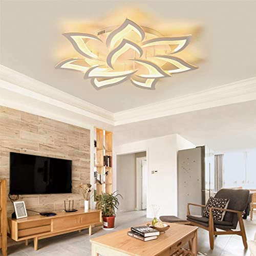 Deckenleuchte Moderne LED Deckenlampe Blütenblätter Design Dimmbar Mit Fernbedienung Kronleuchter Metall Acryl Lampenschirm Deckenlicht Wohnzimmer Schlafzimmer Kinderzimmer Küche Weiß Lampe,85cm Deckenleuchte Moderne LED Deckenlampe Blütenblätter Design Dimmbar Mit Fernbedienung Kronleuchter Metall Acryl Lampenschirm Deckenlicht Wohnzimmer Schlafzimmer Kinderzimmer Küche Weiß Lampe,85cm von PANNN