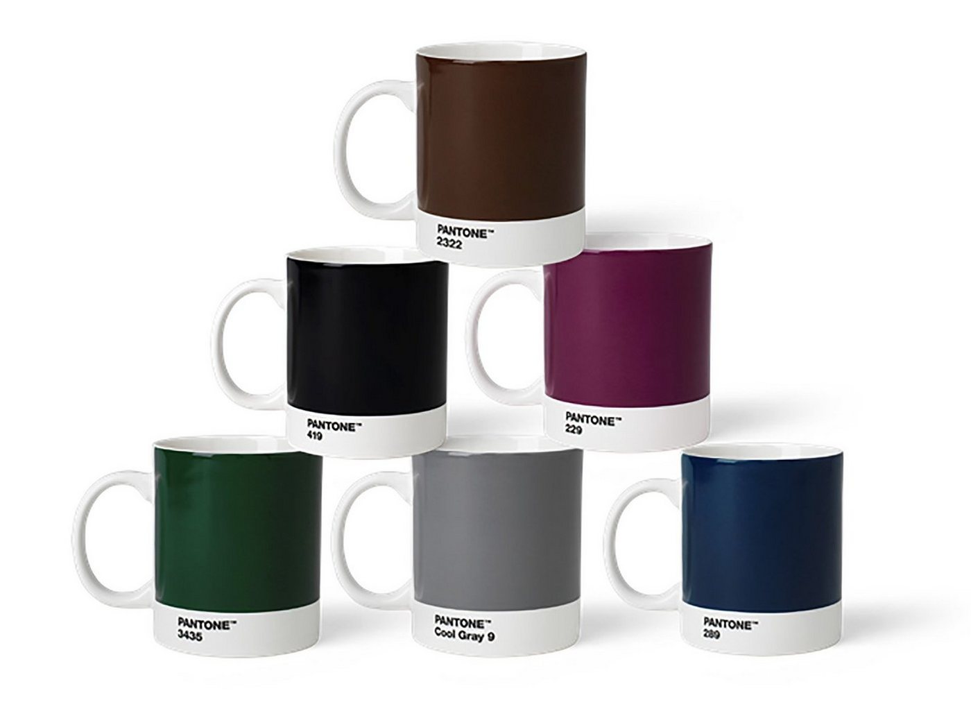 PANTONE Kaffeeservice, Fine China Porzellan, PANTONE Porzellan Kaffeebecher 6er-Set, spülmaschinenfest, 375 ml von PANTONE