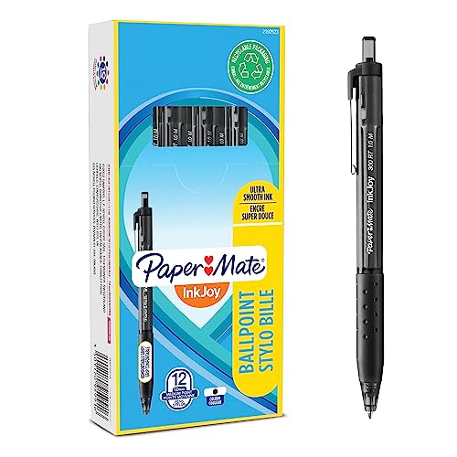 Paper Mate InkJoy 300RT Druckkugelschreiber | mittlere Spitze (1,0mm) | Schwarz | 12 Stück von PAPER MATE