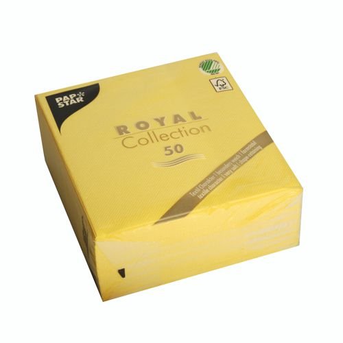 50 Servietten "ROYAL Collection" 1/4-Falz 33 cm x 33 cm gelb von PAPSTAR