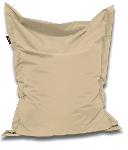 PATCH HOME Orginal Premium Gaming Sitzsack Sitzkissen für In & Outdoor Fertig befüllt in 3 Größen & 27 Farben 145 x 100cm Beige von PATCH HOME