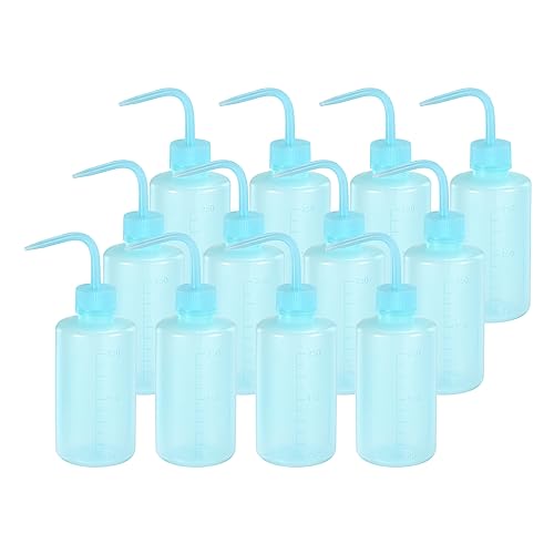 PATIKIL 12Stk 8oz Lab Quetschflasche 250ml Plastik Sicherheit Waschflaschen Spritzflasche Tattooflasche für Reinigung Wassergeräte Pflanze Bewässerung Versuch Tattoo Lieferungen (Blau) von PATIKIL