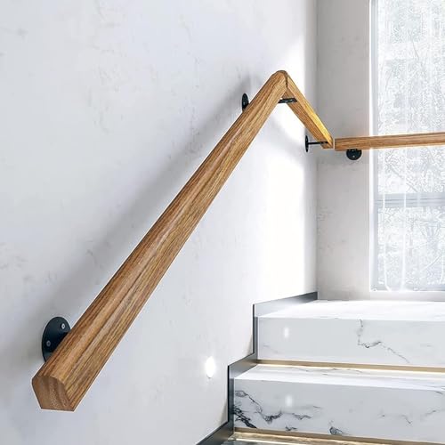 Treppe Handlauf Wandmontiert - Holz Treppengeländer - Wandhandlauf, Rutschfestes Sicherheits Treppengeländer Für Ältere Menschen, Treppenkorridor-Stützstange, Einfach Zu Installieren (Size : 7ft/210c von PAUANI