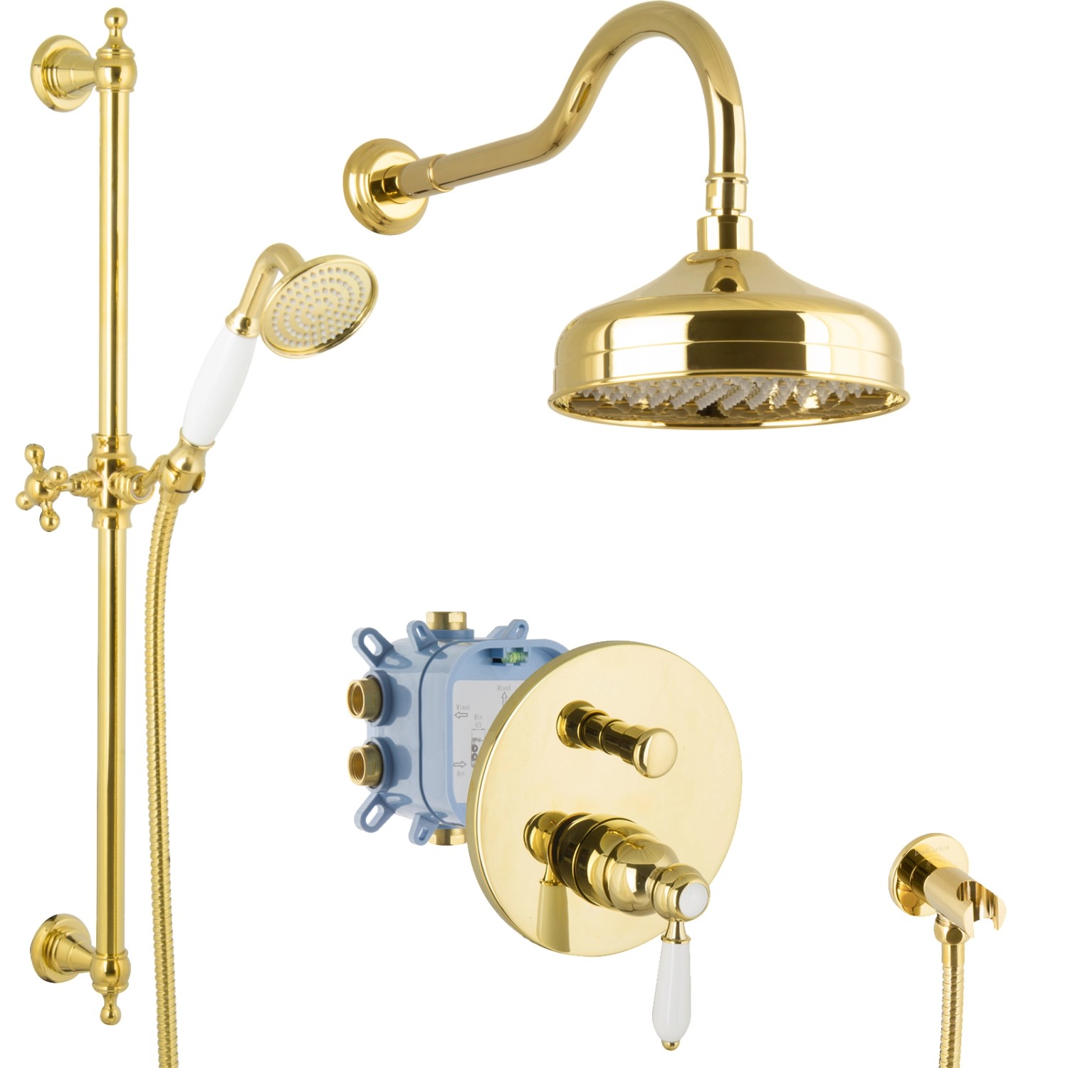 PaulGurkes Regendusche Set Unterputz Gold Duschsystem Luxus Dusche Komplett von PAULGURKES