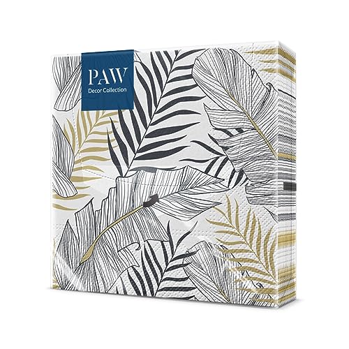 PAW - Servietten 3-lagig (33 x 33 cm) I 20 Stück I Perfekt für Geburtstage, Partys, Hochzeiten, Kommunion und Feiern I Papierservietten Bunt - Natur, Laub I Farbe: Exotic Leaves von PAW