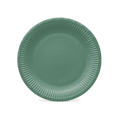 PAW - Pappteller (23 cm) I 8 Stück I Einwegteller Ideal für Hochzeit, Kommunion, Partys, Geburtstag I Papiertellerdruck auf Wasserbasis I Partybedarf 100% Biologisch Abbaubar I Monocolor dark green von PAW