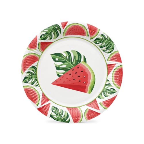 PAW - Pappteller (23 cm) I 8 Stück I Einwegteller Ideal für Hochzeit, Kommunion, Partys, Geburtstag I Papiertellerdruck auf Wasserbasis I Partybedarf 100% Biologisch Abbaubar I Tasty Watermelon von PAW