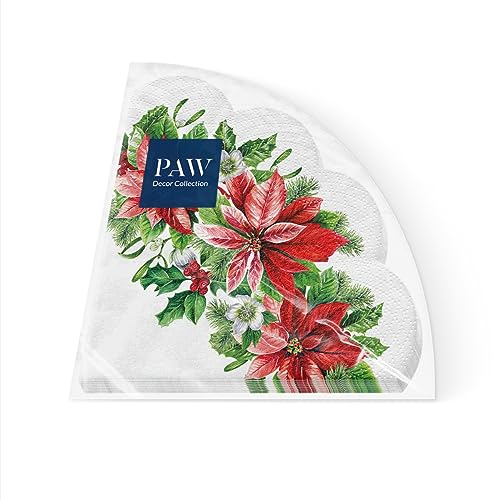 1 Pack of 12 Christmas Round Paper Napkins 32cm Diameter von PAW