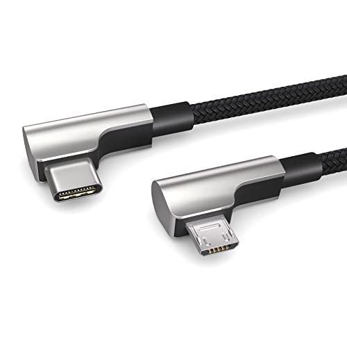 0,3m Micro USB auf USB C OTG Kabel, lädt USB Typ C Geräte, Winkelstecker, für Fahrradcomputer von Bosch Kiox, Yamaha, von PAXO