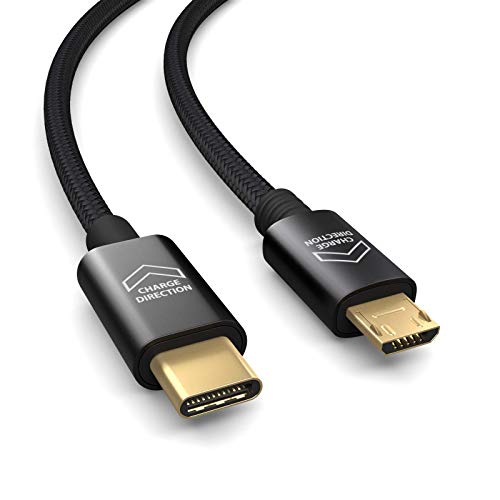 PAXO 0,3m OTG USB Verbindungskabel, USB C auf MICRO USB Kabel (lädt Micro USB Geräte), Datenkabel, Ladekabel, USB 2.0 von PAXO