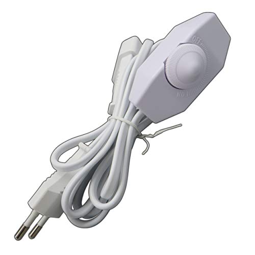 LED Dimmer 1-60 Watt mit 2m Kabel (Stecker + Buchse) stufenlos dimmbar/dimmen (Schnur-Drehdimmer) für LED Leuchtmittel - Dimmschalter Schnur-Zwischendimmer (weiß) von PB-Versand