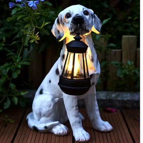 LED Solarlampe Dalmatiner 32,5x22cm inkl. Akku Gartenlampe Hund Laterne Solar Lampe Solarlaterne von PB-Versand