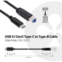 PCE - club3D USB-Kabel usb 3.2 Gen1 (usb 3.0 / usb 3.1 Gen1) usb-c® Stecker, usb-b Stecker 1.00 m CAC-15 von PCE