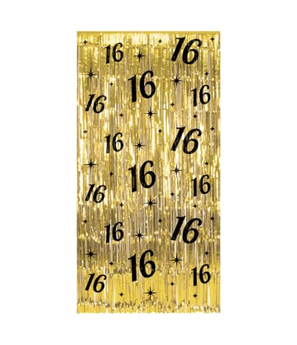 PD-Party 7032201 Classy Partei Vorhänge | Party Curtains | Festliche Dekoration – 16, Gold/Schwarz, 2m Länge x 1m Breite von PD-Party