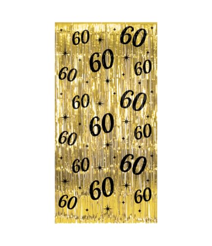 PD-Party 7032208 Classy Partei Vorhänge | Party Curtains | Festliche Dekoration – 60, Gold/Schwarz, 2m Länge x 1m Breite von PD-Party