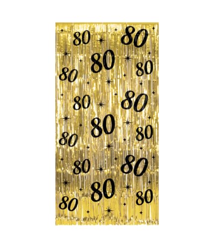 PD-Party 7032212 Classy Partei Vorhänge | Party Curtains | Festliche Dekoration – 80, Gold/Schwarz, 2m Länge x 1m Breite von PD-Party