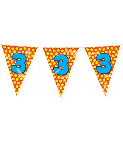 PD-Party 7042003 Happy Party Bunting - 3, Rot/Gelb, Doppelt-Seitige, Dreieckig, Folie Wimpelkette, 1000cm Länge X 30cm Breite X 0.1cm Höhe von PD-Party