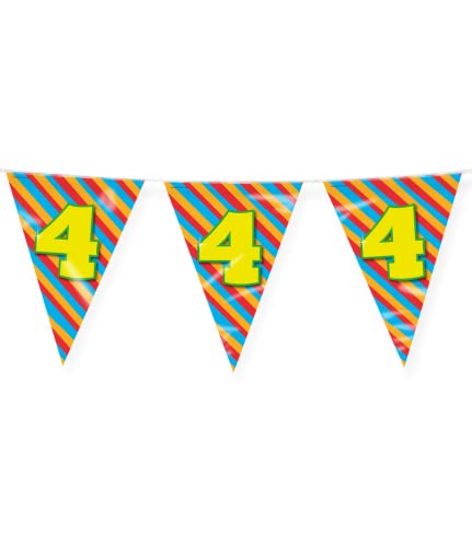 PD-Party 7042004 Happy Party Bunting - 4, Mehrfarbig, Doppelt-Seitige, Dreieckig, Folie Wimpelkette, 1000cm Länge X 30cm Breite X 0.1cm Höhe von PD-Party