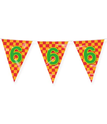 PD-Party 7042006 Happy Party Bunting - 6, Rot/Gold, Doppelt-Seitige, Dreieckig, Folie Wimpelkette, 1000cm Länge X 30cm Breite X 0.1cm Höhe von PD-Party