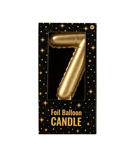 PD-Party 7070007 Folie Luftballon Kerze | Birthday Candles | Geburtstag Kerzen | Partei Dekoration - 7, Gold, 10cm Länge x 5.5cm Breite x 1.5cm Höhe von PD-Party