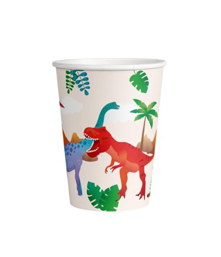 PD-Party 7120005 Glücklich Partei Tassen | Spezielles Thema | Tisch Dekoration – Dino, Mehrfarben, 7.5cm Länge x 7.5cm Breite x 9cm Höhe von PD-Party