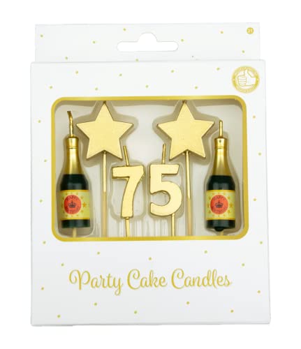 PD-Party 7050021 Geburtstag Kuchen Kerzen | Birthday Cake Candles | Partei Dekoration - 75 Jahre, Gold, 1cm Länge x 3cm Breite x 9cm Höhe von PD-Party