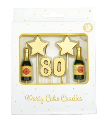 PD-Party 7050022 Geburtstag Kuchen Kerzen | Birthday Cake Candles | Partei Dekoration - 80 Jahre, Gold, 1cm Länge x 3cm Breite x 9cm Höhe von PD-Party