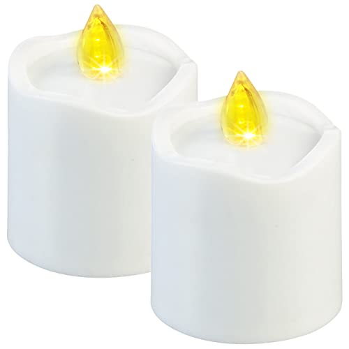 PEARL Grabkerze LED: 2er-Set flackernde LED-Grablicht-Kerzen, leuchtet Tag & Nacht, weiß (Grab Schmuck Leuchten, LED Grablicht mit Batterie, Solarleuchten) von PEARL